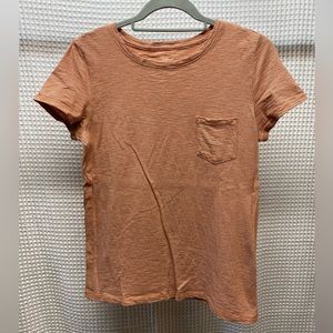 BURNT ORANGE STRIPE POCKET T SHIRT